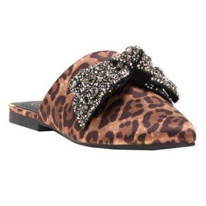 Jessica Simpson Cheetah Cesely Glitter Bow Mules